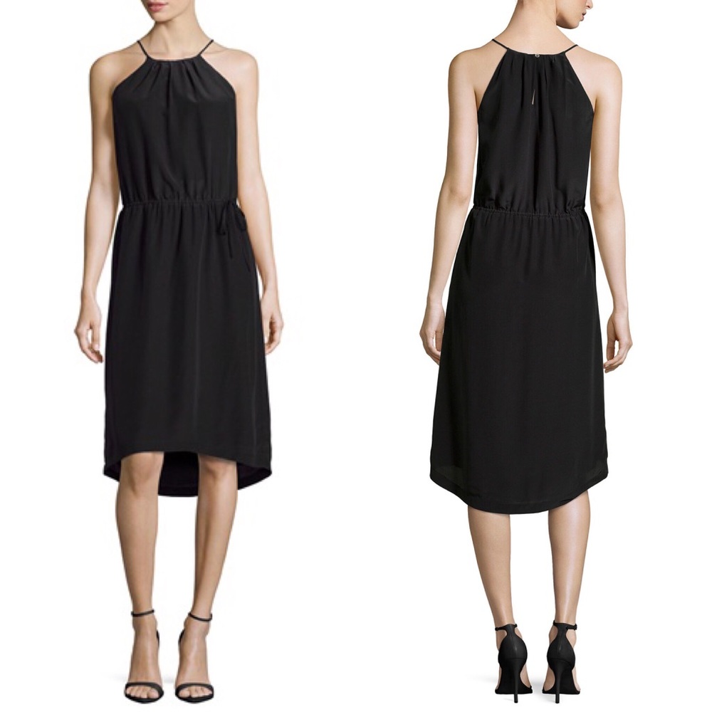 NWT Joie Florilege Silk Halter Dress in Caviar